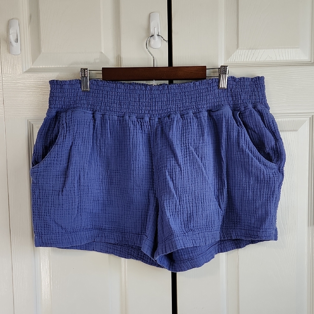 Aerie Womens Periwinkle/Blue Gauzy Shorts Size XXL Pockets Elastic Waistband‎